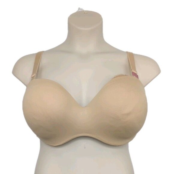 Lane Bryant Cacique Bra Boost MultiWay Strapless Plus Size 44DD Beige Straps - Picture 2 of 8